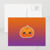 Carte Postale Cute Kawaii Halloween Dessin Citrouille (Devant / Derrière)