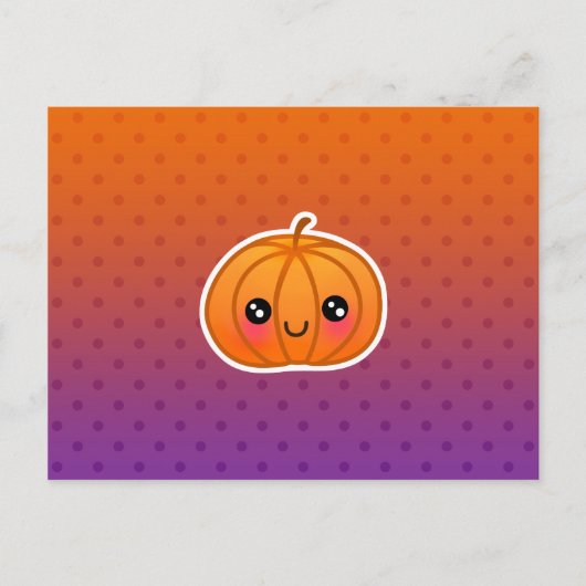 Carte Postale Cute Kawaii Halloween Dessin Citrouille (Devant)