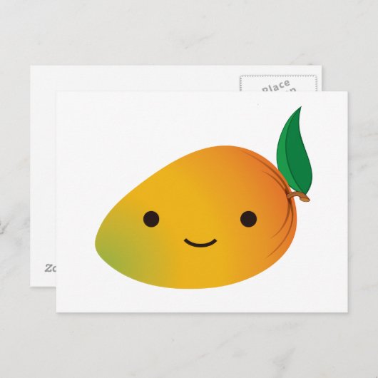 Carte Postale Cute Kawaii Mango souriant (Devant / Derrière)