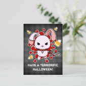 Carte Postale Cute Kawaii méchant lapin avec tronçonneuse (Debout devant)
