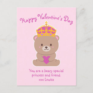Carte Postale Cute Kawaii Pink Royal Beary Special Princesse