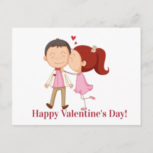 Carte Postale Cute Kissing Couple Personnalisable Valentine