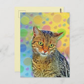 Carte Postale Cute kitten - abstrait - peinture colorée (Devant / Derrière)