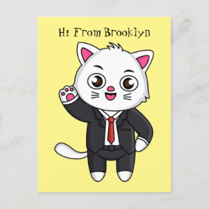 Carte Postale Cute kitten cat in business suit cartoon