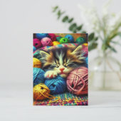 Carte Postale Cute Kitten Dormir sous une couverture (Debout devant)