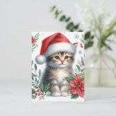 Carte Postale Cute Kitten In Santa Hat Christmas Postcard (Debout devant)