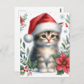 Carte Postale Cute Kitten In Santa Hat Christmas Postcard (Devant / Derrière)