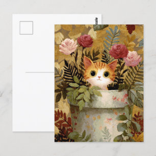Carte Postale Cute Kitten Peeer d'un pot