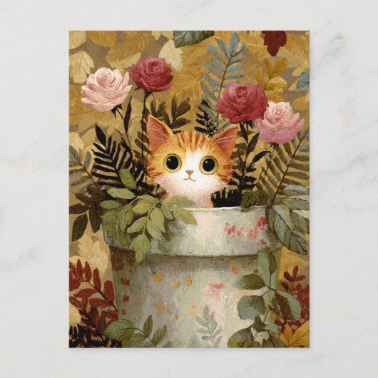 Carte Postale Cute Kitten Peeer d'un pot (Devant)