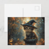 Carte Postale Cute Kitten portant un Casquette sorcier (Devant / Derrière)