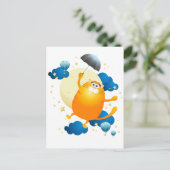 Carte Postale Cute Kitten volant avec parapluie (Debout devant)