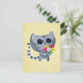 Carte Postale Cute Kitty Chat et fleurs (Debout devant)