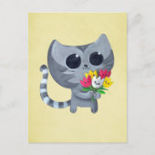 Carte Postale Cute Kitty Chat et fleurs (Devant)