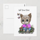 Carte Postale Cute Kitty Chat et Papillon (Devant / Derrière)