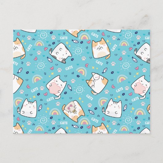 Carte Postale Cute Kitty Chat Motif Whimsical (Devant)
