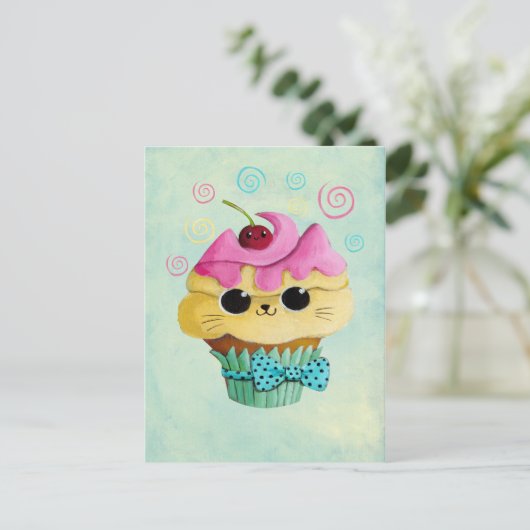 Carte Postale Cute Kitty Cupcake (Debout devant)