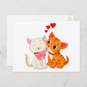 Carte Postale Cute Kitty Hello Penser à vous Mlle You Love Chat (Devant / Derrière)