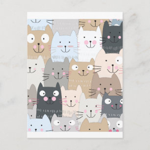 Carte Postale Cute kitty kitten chat bleu gris motif