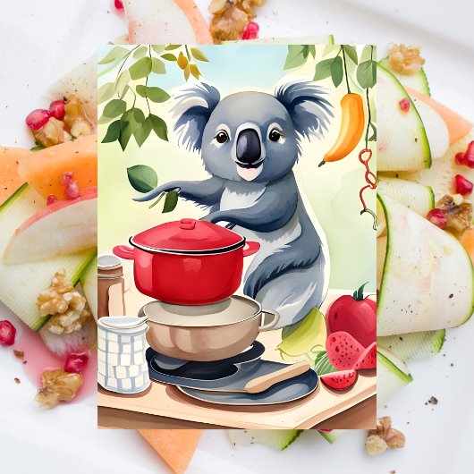 Carte Postale Cute Koala Bear cuisine un dîner