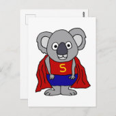 Carte Postale Cute Koala Bear Superhero (Devant / Derrière)