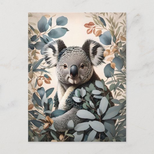 Carte Postale Cute Koala Eucalyptus Feuilles (Devant)