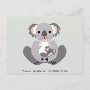 Carte Postale Cute KOALA - Marsupial - Animal en voie de dispari