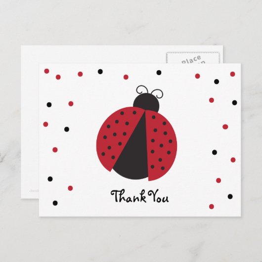 Carte Postale Cute Lady Bug Merci d'anniversaire (Devant / Derrière)