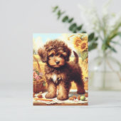 Carte Postale Cute Lagotto Romagnolo Peinture (Debout devant)