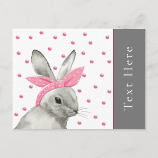 Carte Postale Cute lapin avec cabot rose personnalisée