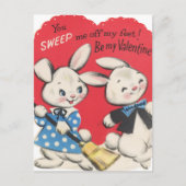 Carte Postale Cute lapine vintage Valentine rétro (Devant)