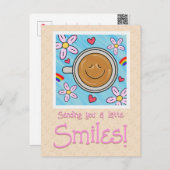 Carte Postale Cute Latte Sourit En Pensant À Vous (Devant / Derrière)