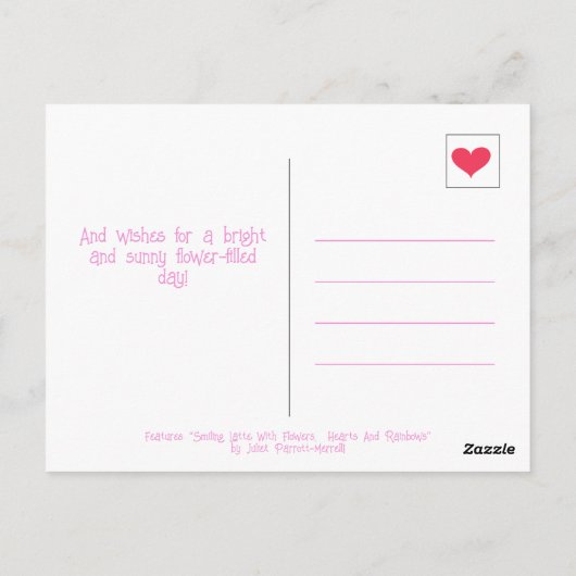 Carte Postale Cute Latte Sourit En Pensant À Vous (Dos)