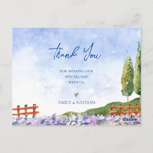 Carte Postale Cute Lavender Champs Paysage Mariage Merci (Dos)