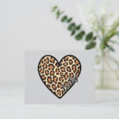 Carte Postale Cute Leopard Heart Saint Valentin cadeau (Debout devant)