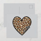 Carte Postale Cute Leopard Heart Saint Valentin cadeau (Devant / Derrière)