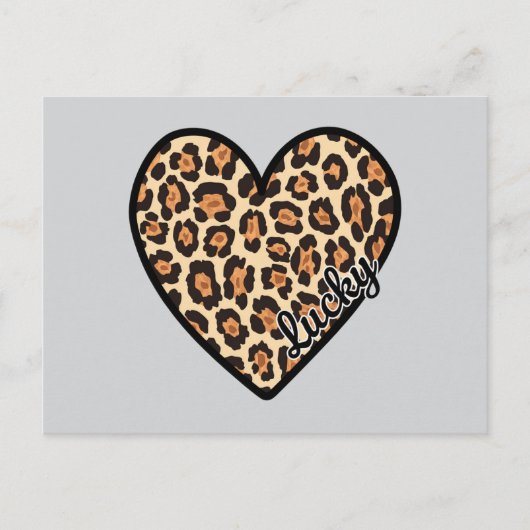 Carte Postale Cute Leopard Heart Saint Valentin cadeau (Devant)