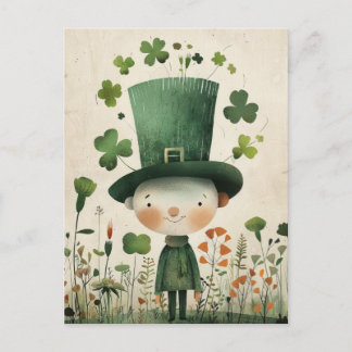 Carte Postale Cute Leprechaun Watercolor St. Patrick's Day 