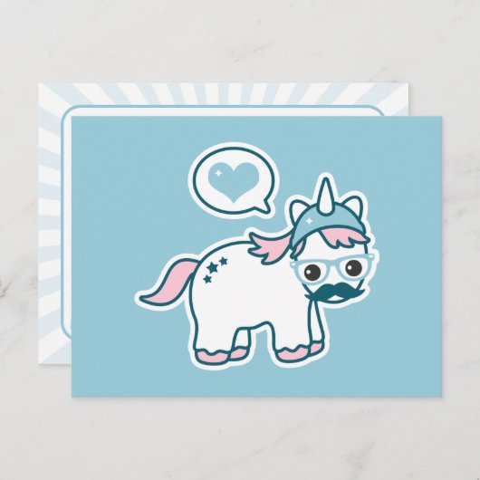 Carte Postale Cute licorne Nerd (Devant / Derrière)