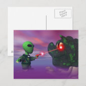 Carte postale Cute lil Alien & Blob (Devant / Derrière)