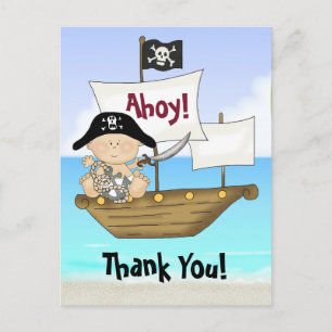 Carte Postale Cute Little Buccaneer Baby Boy Pirate Merci