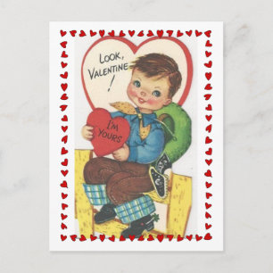 Carte Postale Cute Little Cowboy Vintage Valentine