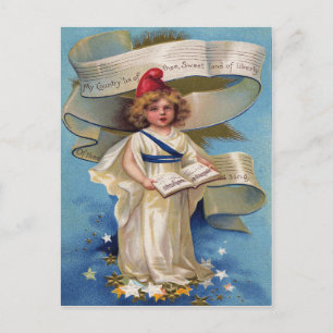 Carte Postale Cute Little Girl Lady Liberty