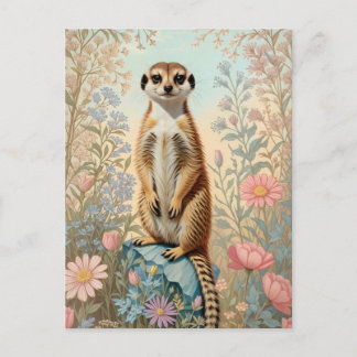 Carte Postale Cute Little Meerkat Pastel Floral