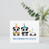 Carte Postale Cute Little Pandas on White Birthday from All (Debout devant)