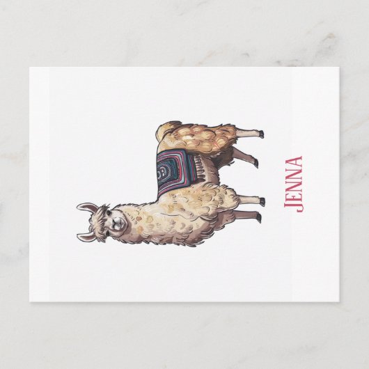Carte Postale Cute Llama Whimsical Personnalisé (Devant)