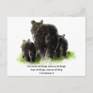Carte Postale Cute Love Bears all things Citation 1Corinthiens 1