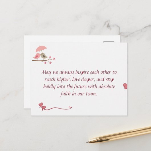 Carte Postale Cute Love Birds Postcard | Shared Future & Growth (Devant/Arrière en situation)