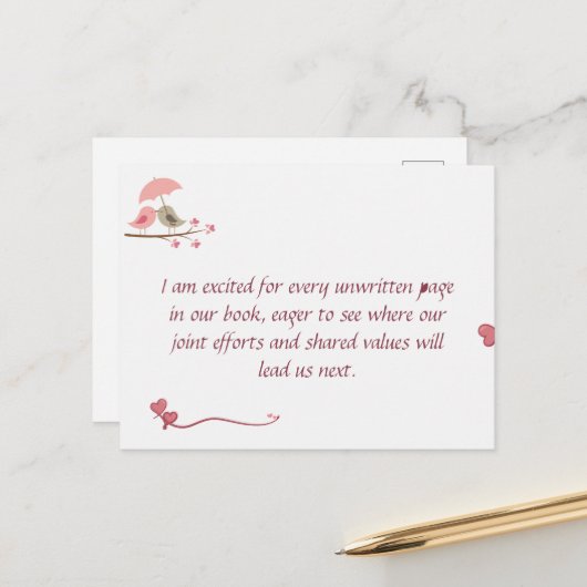 Carte Postale Cute Love Birds Postcard | Shared Future & Growth (Devant/Arrière en situation)