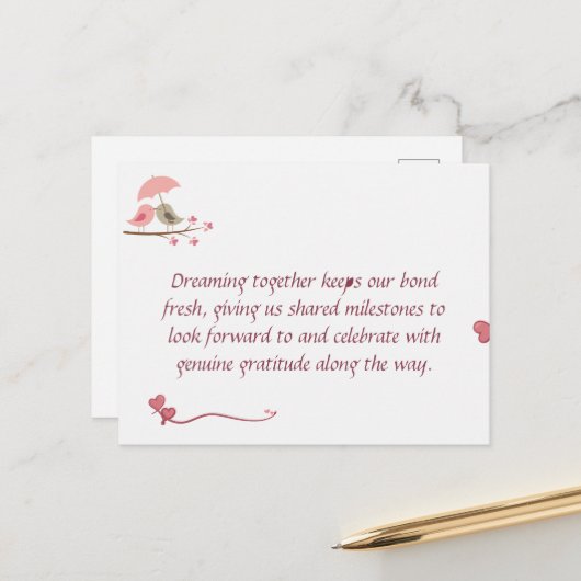 Carte Postale Cute Love Birds Postcard | Shared Future & Growth (Devant/Arrière en situation)