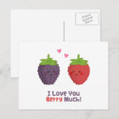 Carte Postale Cute Love You Berry Beaucoup Humour de jeu de mots (Devant / Derrière)